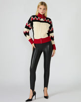 VEGAN LEATHER STIRRUP Black Faux Leather Women's Leggigns