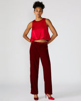 TONIA Red Velvet Wide-Leg Trouser Women's Pants