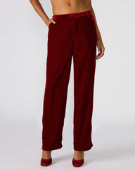 TONIA Red Velvet Wide-Leg Trouser Women's Pants