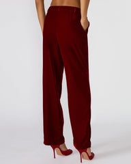 TONIA Red Velvet Wide-Leg Trouser Women's Pants