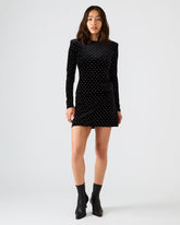 CINDI Black Studded Velvet Rhinestone Embellished Women's Skirt