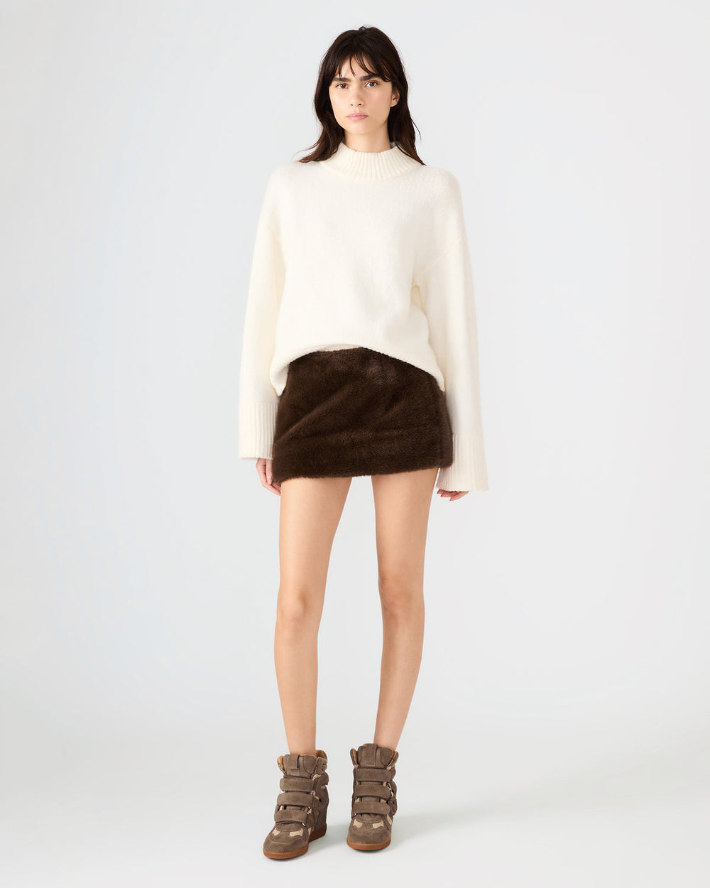 AVIVA Dark Espresso Faux Fur Mini Women's Skirt