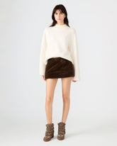 AVIVA Dark Espresso Faux Fur Mini Women's Skirt