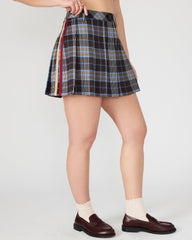 MARGO Brown Plaid Pleated Women's Mini Skirt