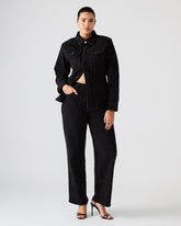 AVALINE Crystal Black Straight-Leg Rhinestone Embellished Denim Women's Jeans