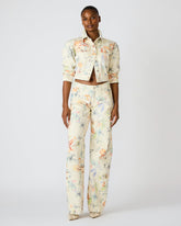 RORI Vintage Ivory Straight-Leg Denim Floral Print Women's Bottoms