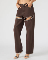 TAYLOR Jean Cocoa Brown Women's Cutout Jeans