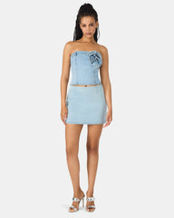 CINDI Delft Blue Denim Women's Skirt