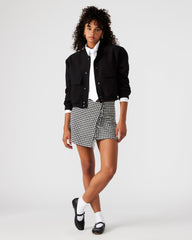 LEON Black/White Women's Wrap Mini Skirt