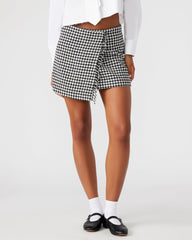 LEON Black/White Women's Wrap Mini Skirt