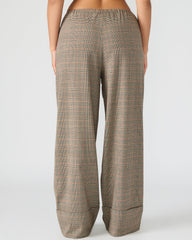 IDRA Brown Pull-On Tie-Front Cuffed Plaid Women's Pants
