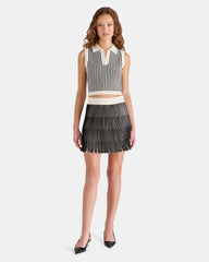 AMERY Black/White Pleated Knit Fabric Women's Skirt