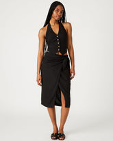 ISADORA Skirt Black | Women's Midi Wrap Skirt