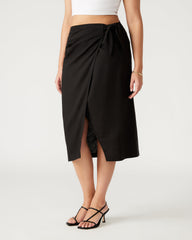 ISADORA Skirt Black | Women's Midi Wrap Skirt