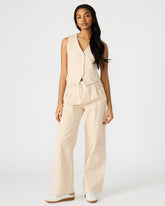 MINORCA Khaki Women's Wide-Leg Tie-Front Pant