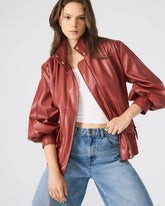 VEE Dusty Brick Faux Leather Long-Sleeved Women's Jacket