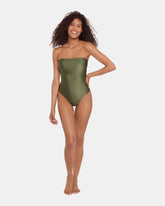 SHINE BRIGHT ONE PIECE SWIMSUIT Olive Women's Bandeau One-Piece Swimsuit