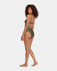 SHINE BRIGHT ONE PIECE SWIMSUIT Olive Women's Bandeau One-Piece Swimsuit