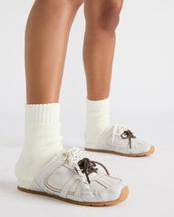 MAYSA White Distressed Women's Low-Top Slip-On Mule Sneakers