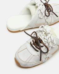 MAYSA White Distressed Women's Low-Top Slip-On Mule Sneakers