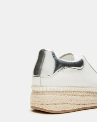GLANCE White/Silver Espadrille Platform Casual | Women's Sneakers