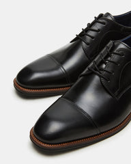 HASEN Black Leather Men's Lace-Up Dress Shoe