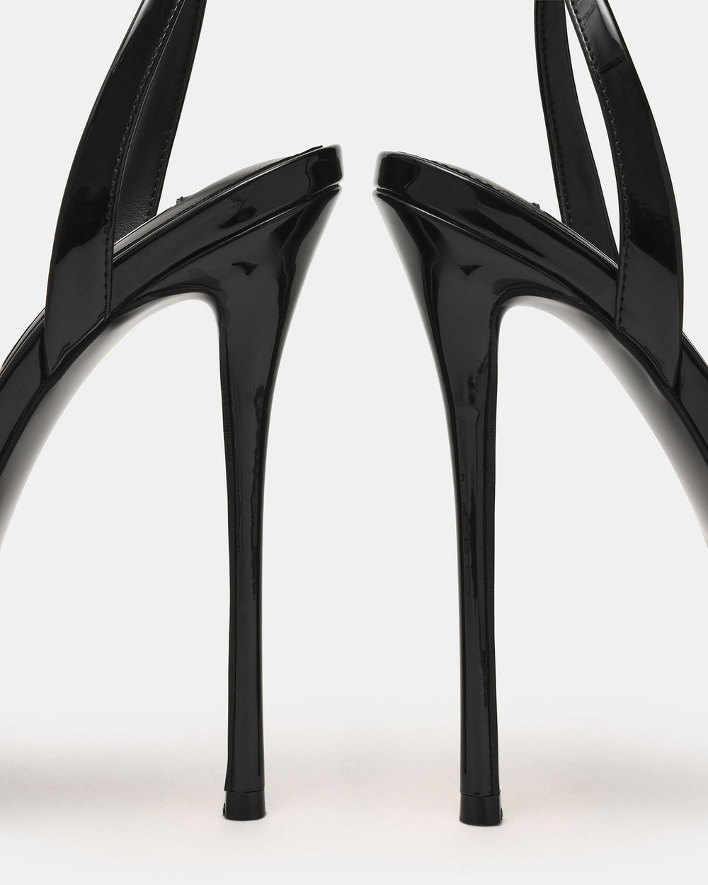 JEZZICA Black Patent Platform Stiletto Ankle Strap Women's Heel