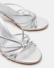 EDNA Silver Leather Strappy Mule Women's Heel
