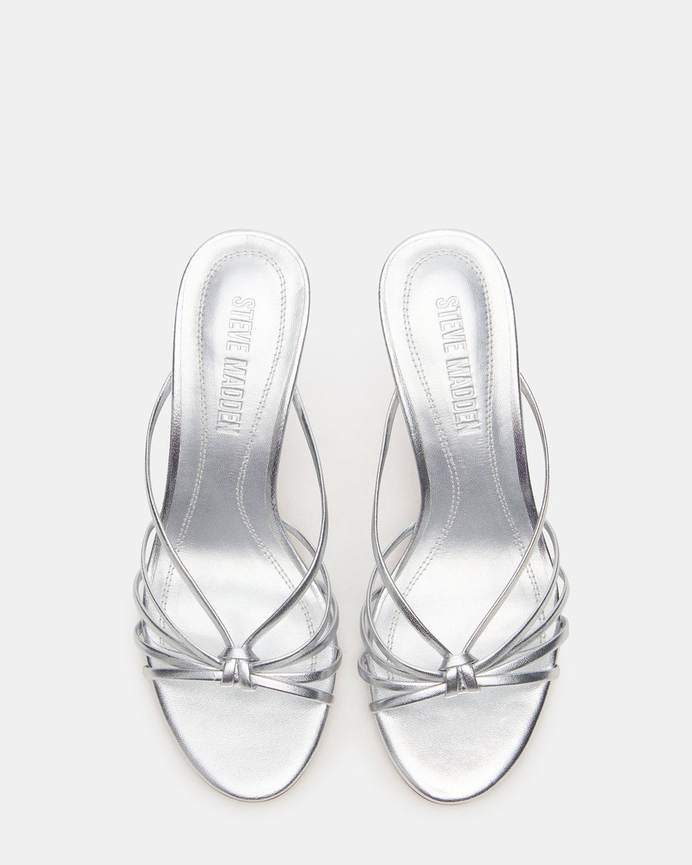 EDNA Silver Leather Strappy Mule Women's Heel