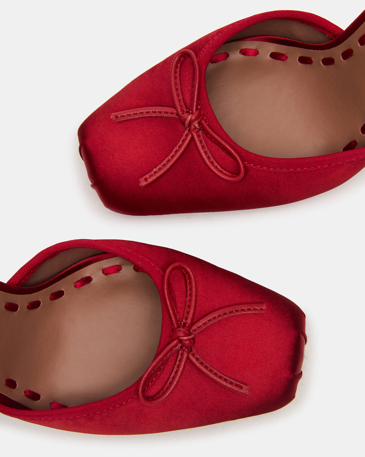 LARINA Red Satin Square-Toe Stiletto Pump Lace-Up Women's Heel