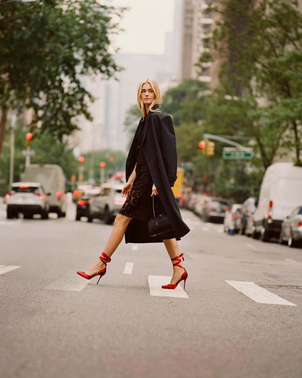 LARINA Red Satin Square-Toe Stiletto Pump Lace-Up Women's Heel