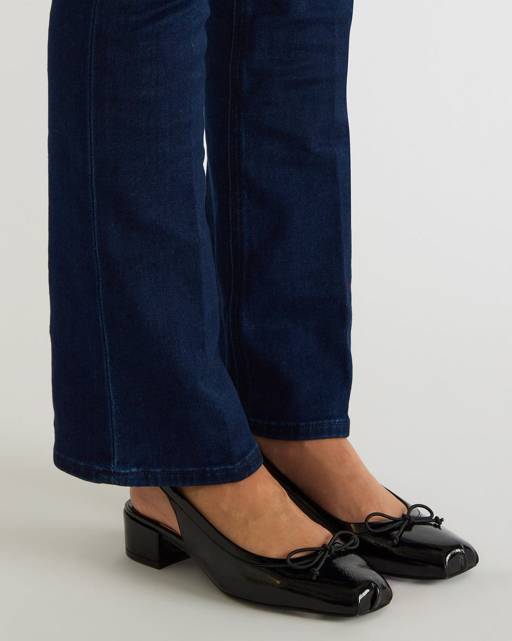 LOVED Black Crinkle Patent Square-Toe Slingback Ballet Women's Heel