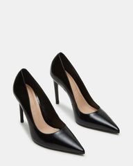 NOIR Black Leather Pointed-Toe Stiletto Pump Women's Heels