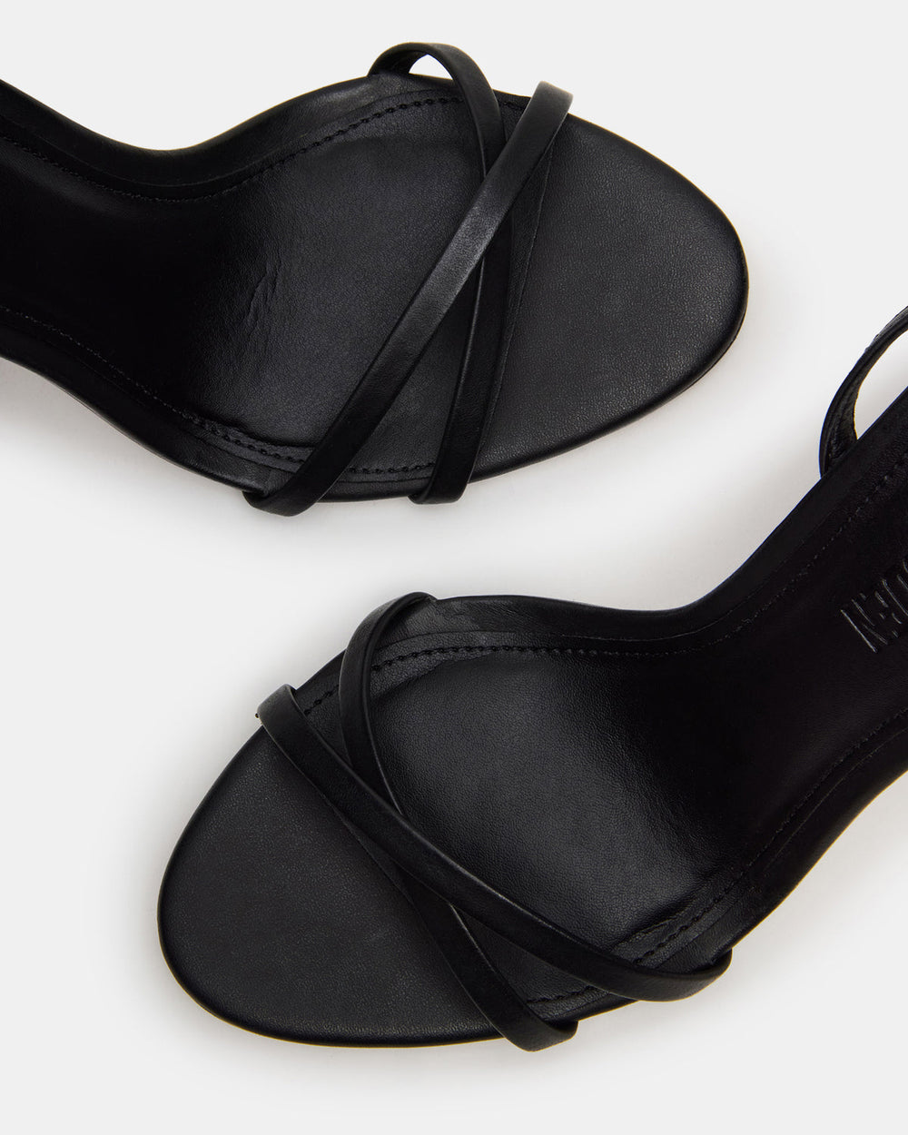JYPSEY Black Leather Strappy Stiletto Women's Heel