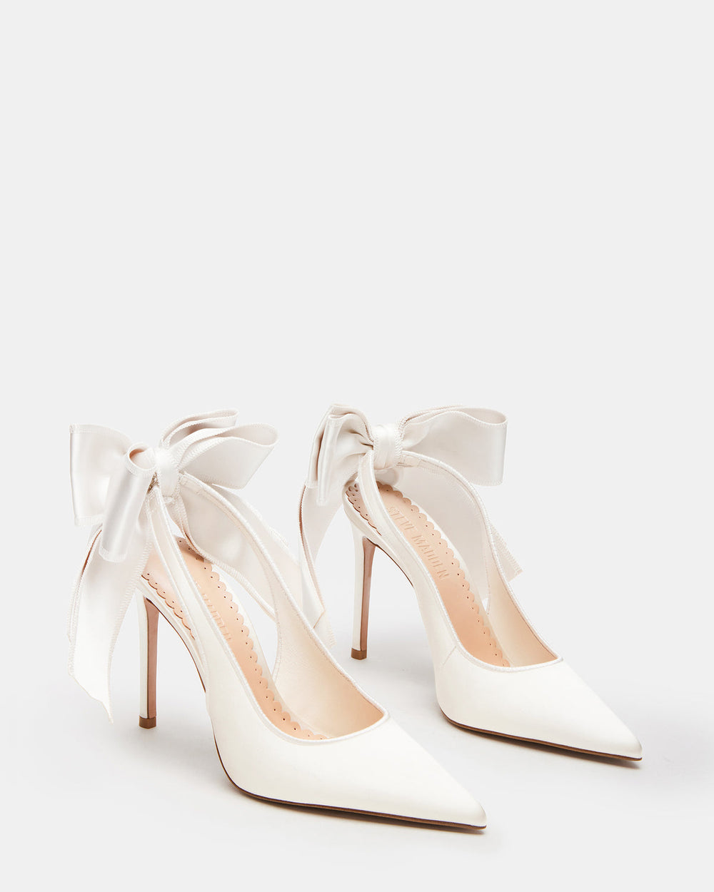 TEACUP Ivory Satin Women's Pointed-Toe Slingback Heel