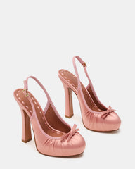 SOFIE Blush Satin Bow Slingback Platform Women's Heel