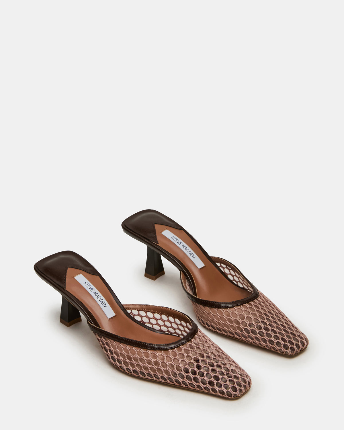 ALYSE Mocha Mesh Square-Toe Mule Women's Kitten Heel