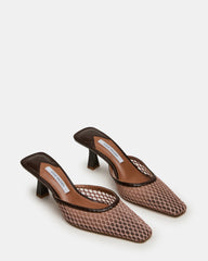 ALYSE Mocha Mesh Square-Toe Mule Women's Kitten Heel