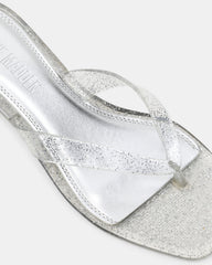 TRACIE Jelly Silver Glitter Thong Strap Women's Kitten Heel