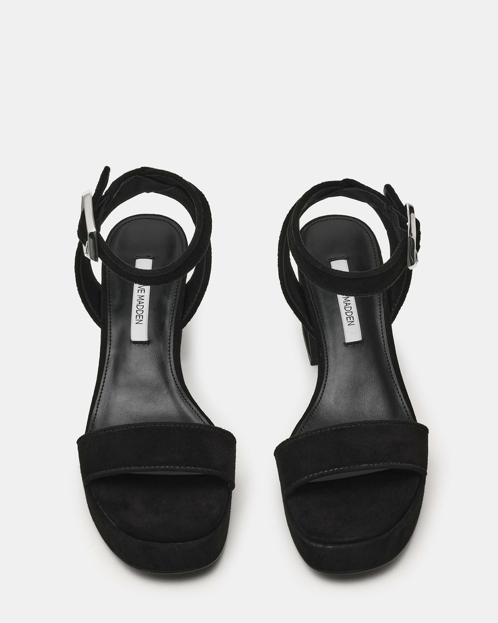 ELIDA Black Suede Ankle Strap Platform Women's Block Heel