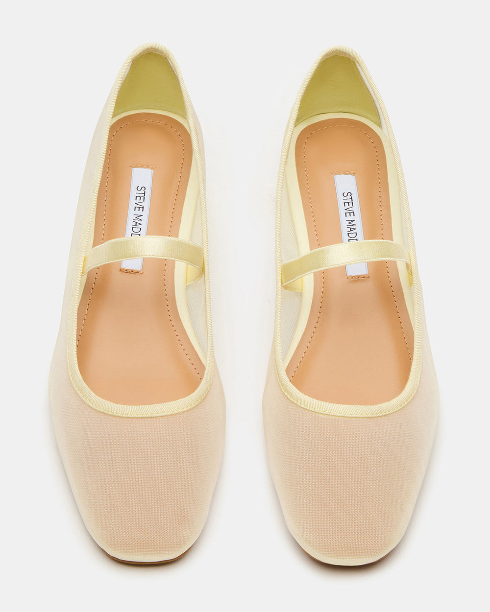 MURAL Butter Yellow Mary Jane Block Heel Square-Toe Women's Heel