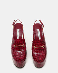 QUINN Red Crocodile Platform Slingback Women's Heel