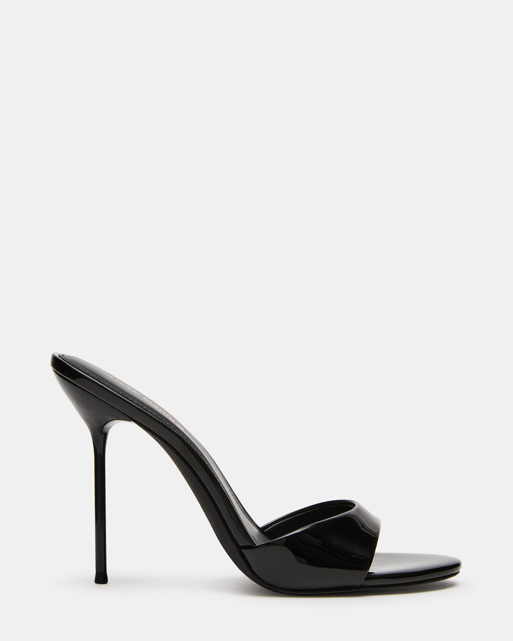 DAVINA Black Patent Rounded Open-Toe Mule Stiletto Women's Heel