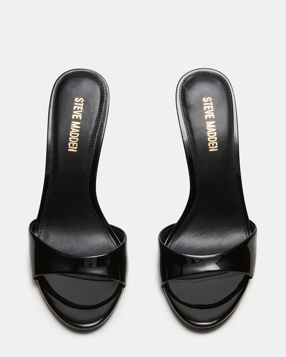 DAVINA Black Patent Rounded Open-Toe Mule Stiletto Women's Heel