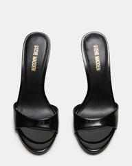 DAVINA Black Patent Rounded Open-Toe Mule Stiletto Women's Heel