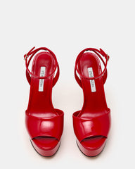JEZZICA Red Patent Platform Stiletto Ankle Strap Women's Heel