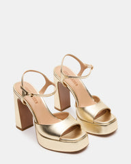 LIANDRA Champagne Women's Platform Square-Toe Strappy Heel