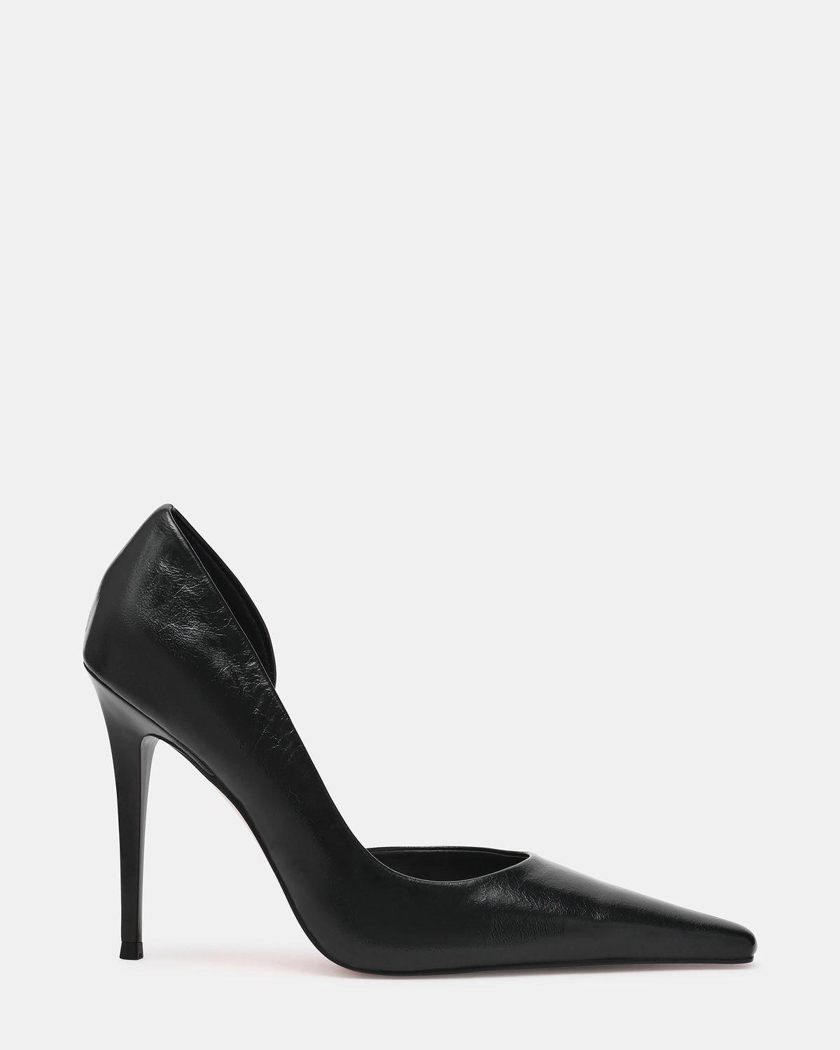 ELEGANT Black Leather Pointed-Toe Stiletto Pump Women's Heel