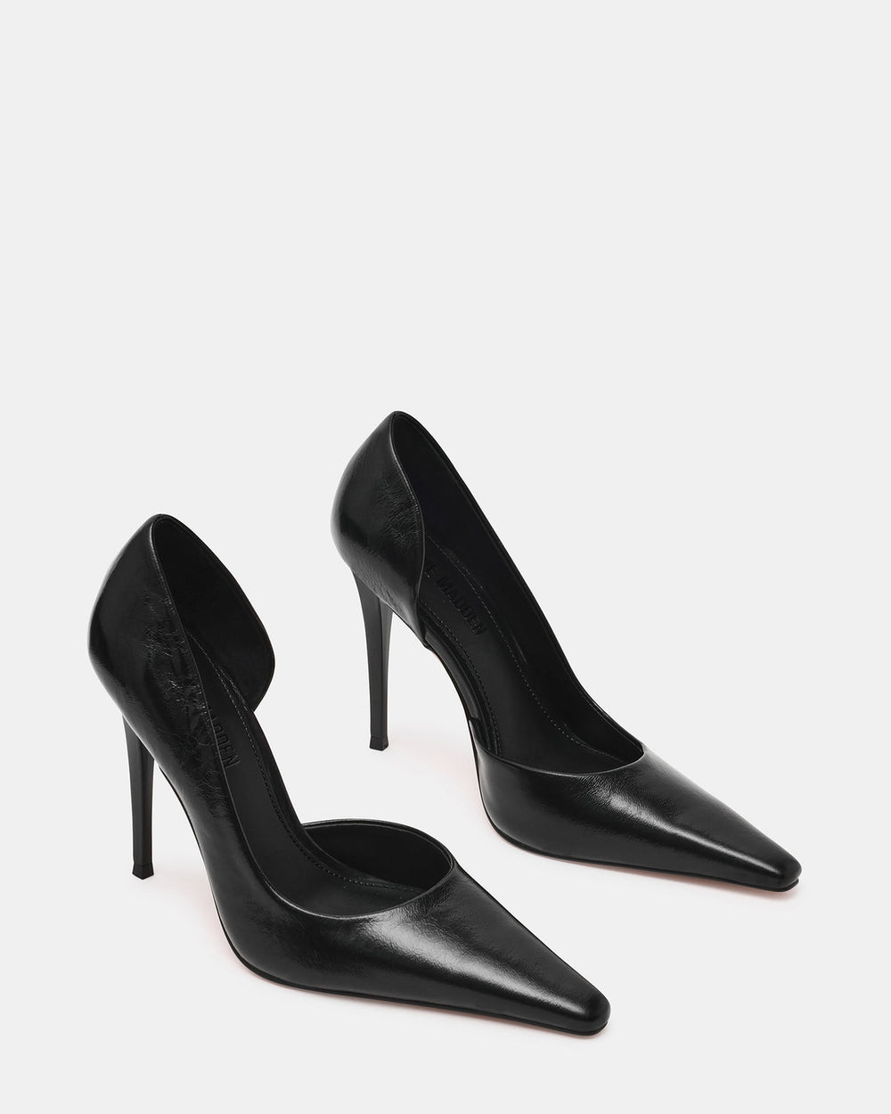 ELEGANT Black Leather Pointed-Toe Stiletto Pump Women's Heel