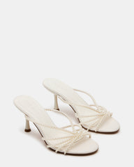 EDNA Pearl White Strappy Mule Women's Heel